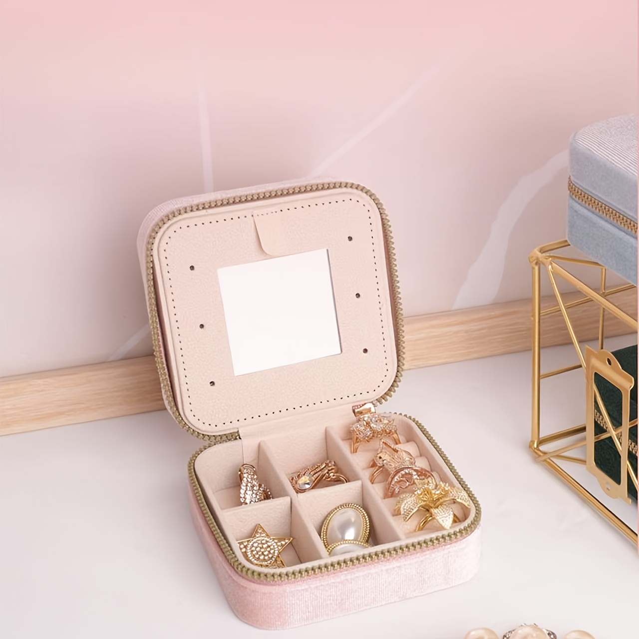 Luxury Cherry Blossom Embroidered Fabric Jewelry Box